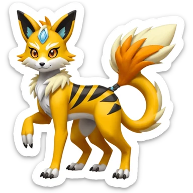 Meloetta-Lombax-Zeraora-Renamon-Pokémon-Fakémon-hybrid-fusion-creature sticker