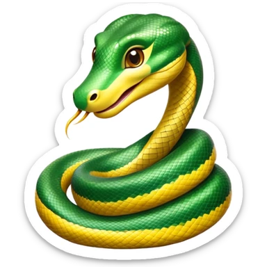 cinematic-cute-anaconda-portrait-emoji,-head-tilted-playfully-and-inquisitively,-with-a-sleek,-shimmering-body-adorned-with-detailed-scale-patterns-and-round,-sparkling-eyes-full-of-wonder,-simplified-yet-irresistibly-adorable-features sticker