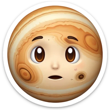 Jupiter planet with a cute sad face, teary eyes sticker