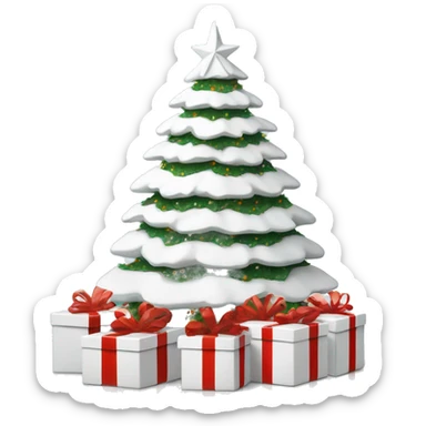 White Christmas tree with boxes Andre that sticker