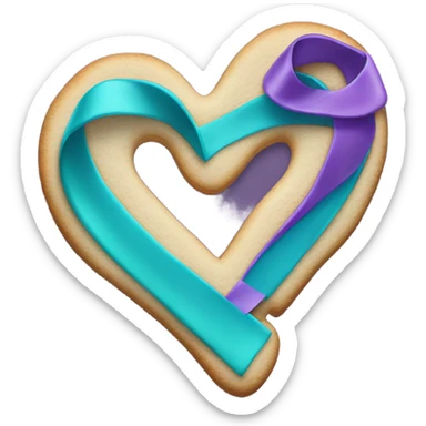 Purple teal Suicide awareness ribbon, heart cookie sticker