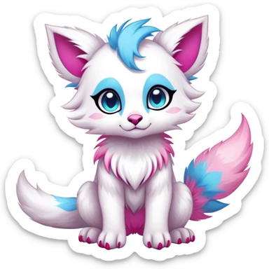 cute Kawaii edgy ethereal fantasy animal fursona Fionbri creature by griffsnuff & LiLaiRa & Falvie with exotic colors full body sticker
