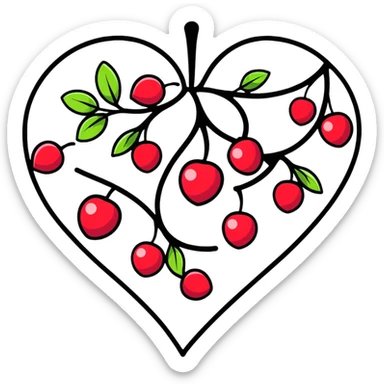 heart shape made out of berries sticker