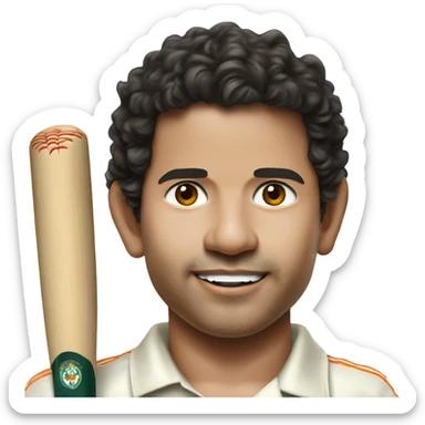 Sachin-Tendulkar with bat sticker