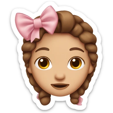light pink bow in long brown hair sticker