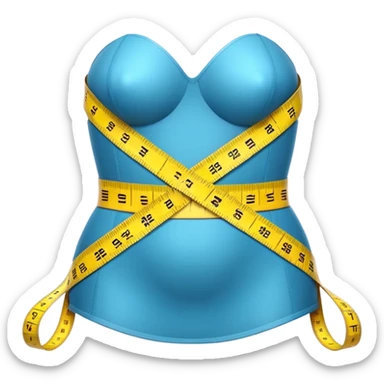 Realistic iOS emoji style, 3D, glossy and smooth gradients. A cartoon waist with a yellow measuring tape wrapped around it, simple and clear, high quality. sticker
