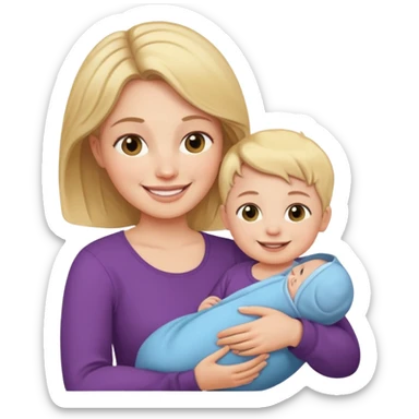 mom holding baby sticker