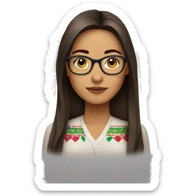 Mexican Woman with glasses and straight long brown hair  sticker