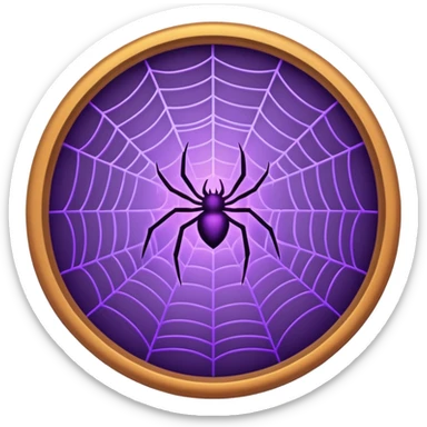 a circular frame of glowing purple spider webs with tiny bats  sticker