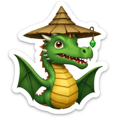 ein Drache mit einem Zauberstab in der Hand  und einem Hud  auf dem kopf und ein Bard sticker