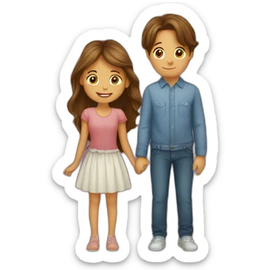 a boy with curtains kisses a girl with long hair. sticker