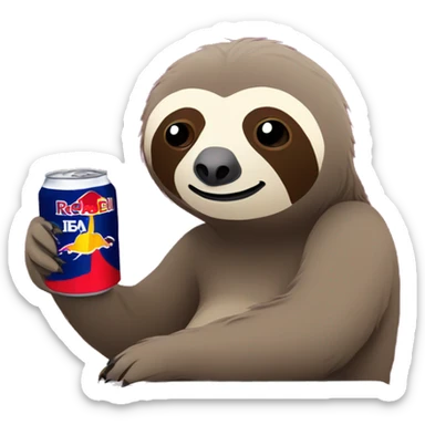 sloth with RedBull can and laptop sticker