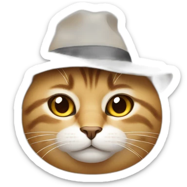 cat with a hat with a bored face sticker