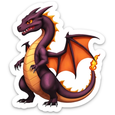 Black lanky elegant evil badass handsome cool beautiful Shiny-Charizard-Salazzle-Seviper-Salandit-fusion sticker