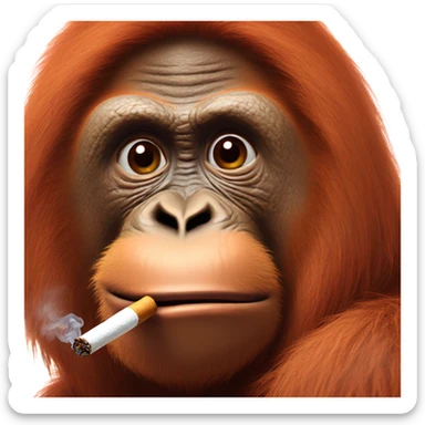 Orangutan smoking a cigarette wearing a beanie  sticker