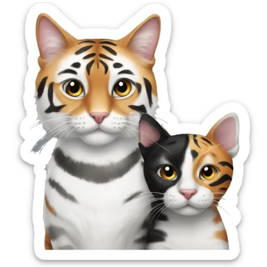 1 black and white cat and 1 tiger cat sticker