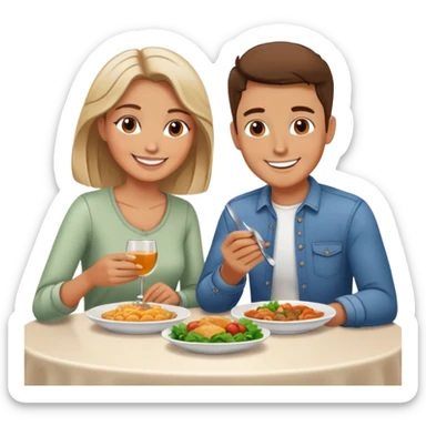 Woman and man having dinner  sticker