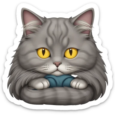 grey fluffy british long hair cat with yellow eyes ist sleeping sticker