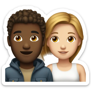 Mixed boyfriend and white girlfriend both with brown hair sticker