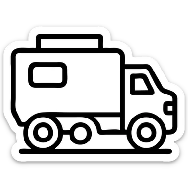 minimal icon of European style expedition truck, clean lines, simple shapes, no text sticker