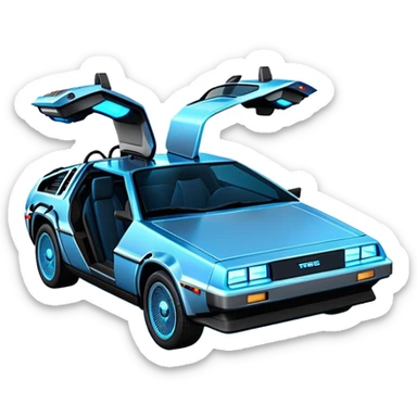 DeLorean car from Back to the Future with Tron movie feel sticker