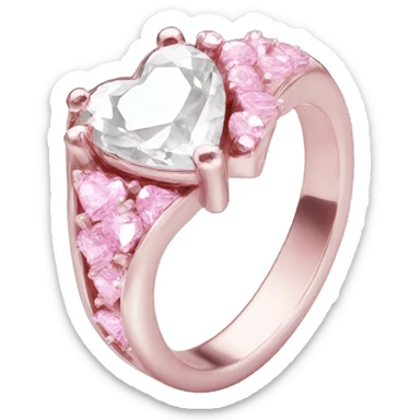 Diamond silver  ring light pink heart sticker