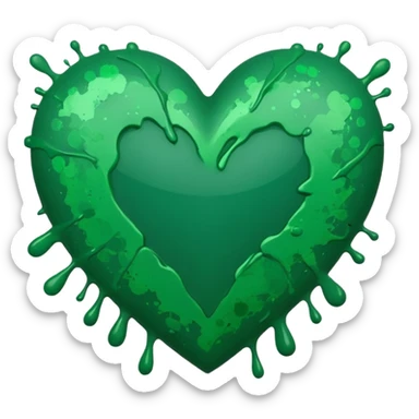 green heart with a paint splatter sticker