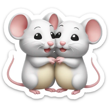 Two cute mice hugging each other with love  sticker