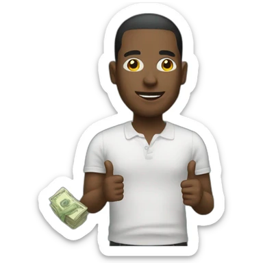 Scammer with money sticker