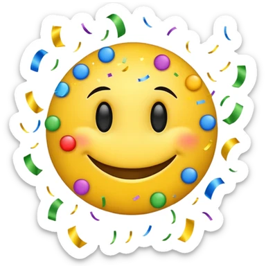 Smiley emoji with confetti  sticker
