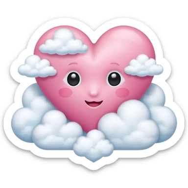 pink heart with clouds around it sticker