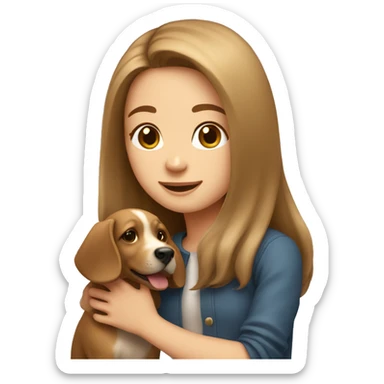 long light brown hair girl playing with her dog  sticker