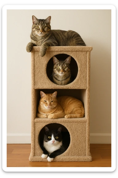 cats relaxing in a vertical playhouse sticker