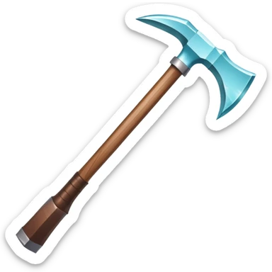 Minecraft diamond pickaxe with brown handle sticker