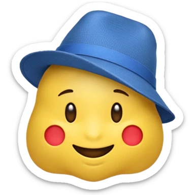 Панама синего цвета, панама в минималистичном стиле emoji. Материал панамы: джинса. У панамы есть черные шнурки. sticker