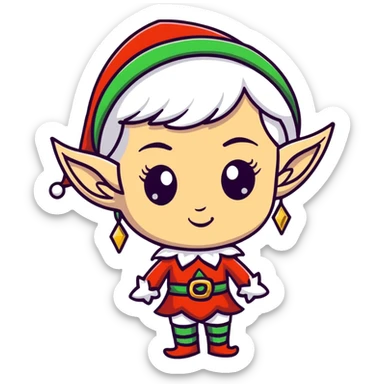 attractive female elf with refined features, elaborate fantasy attire sticker