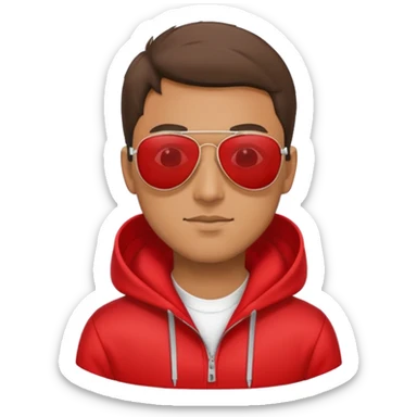 man with aviator sunglasses wearing a red hoodie sticker