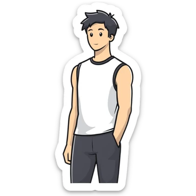 white sleeveless T-shirt sticker