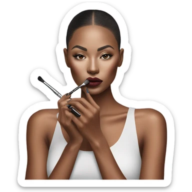 Hyper Realistic fashion model applying her make up sticker
