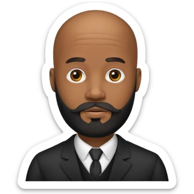 A black gigolo with a full beard and bald head sticker