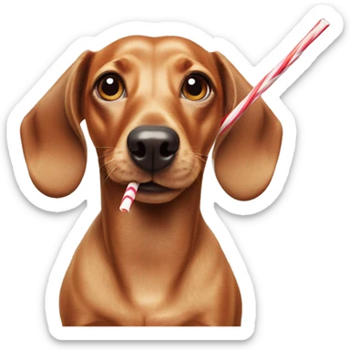 Dachshund with drinking straw looking crazy but cute  sticker
