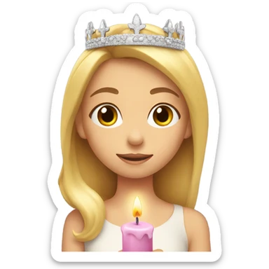 Blonde girl smelling candle with a crown on  sticker
