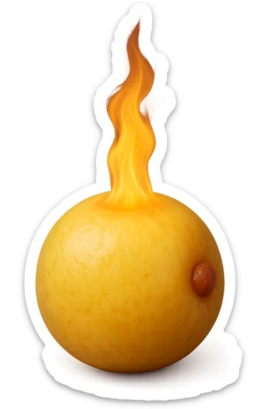 cellula di grasso (adipocita) gialla con fiamma 3d sticker