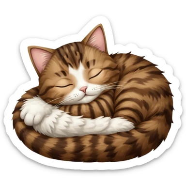 dark brown tabby and white cat sleeping in funny positions upside down sticker