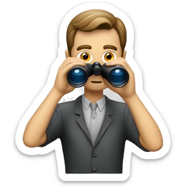 A man looking at hosting expert through binoculars  sticker