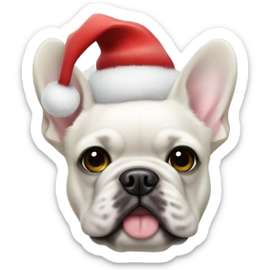 Christmas themed white fluffy French bulldog  sticker