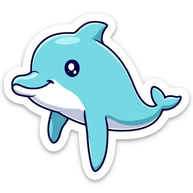cute cartoon dolphin with big eyes sticker