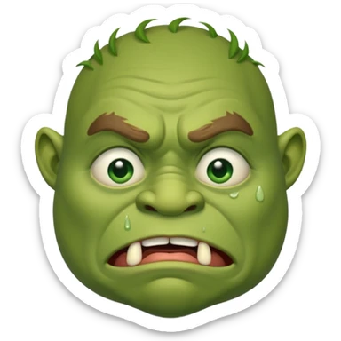 An oger is crying with tears in his eyes sticker