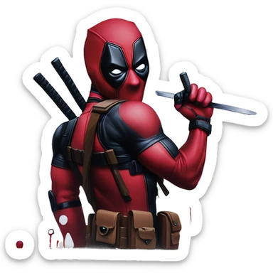 deadpool painting a mural sticker