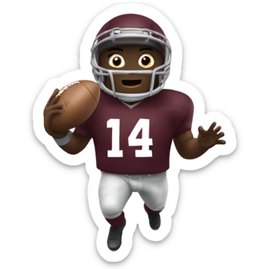 Football player scoring in maroon jersey sticker